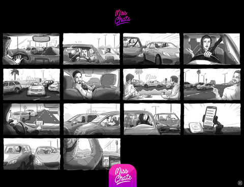 'The Drive' B/W Storyboard