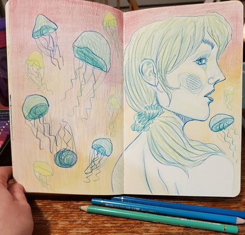 Woman with jellyfish 