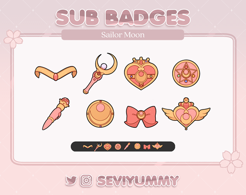 Sailormoon Twitch Badges - Gaming Visuals