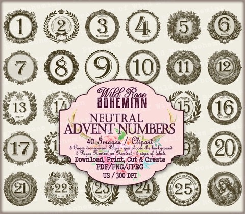 Advent Numbers, Advent Calendar, December Daily Numbers, Vintage ...