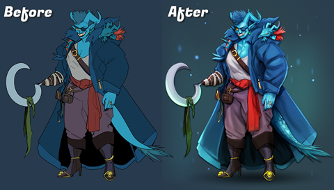 Before and After: Blue Tiefling Adopt Render