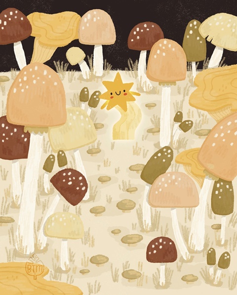 Shooting star bud in Mushroom field