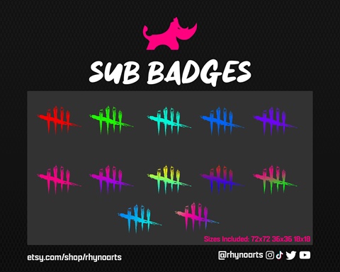 Twitch Sub Badges Controller King Crown Sub Badges Neon -  in