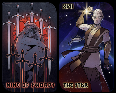 Nine of Swords and Star Tarot Cards