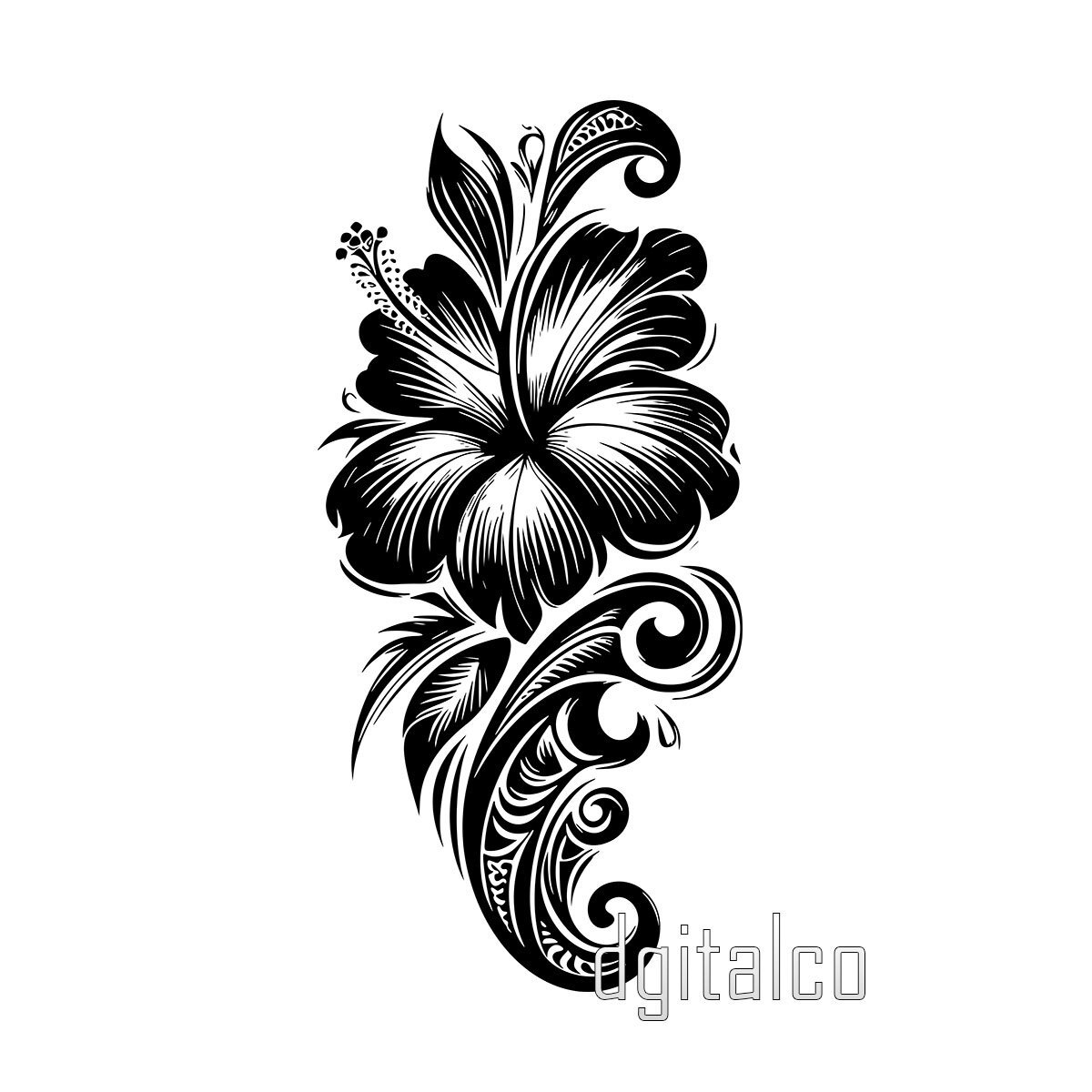 Juicy Tattoo : Tattoos : Black and Gray : Flower Tattoo