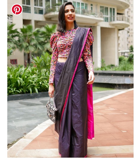 Rate the saree look with crop top