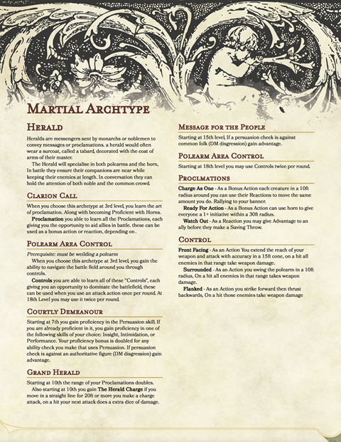 Herald Martial Archtype
