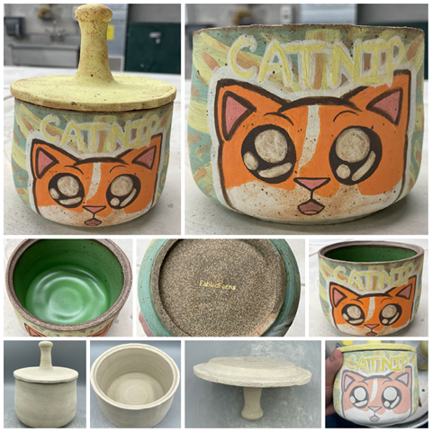 Ceramic Pretzel Catnip Jar