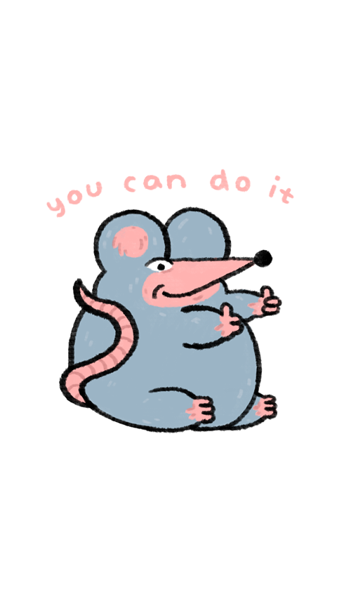 encouraging rat (white)