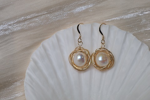 Gold Filled Wired Pearl Earrings