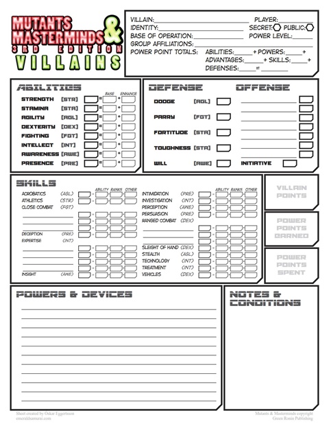 Mutants And Masterminds 3e Villain Sheet Oskar Ghoti S Ko Fi Shop Ko Fi ️ Where Creators Get