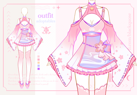 Soft Sakura Outfit Adopt - Black-Quose's Ko-fi Shop - Ko-fi ️ Where ...