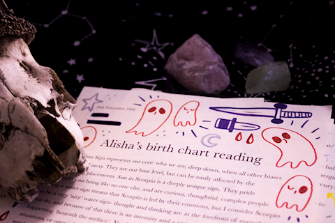 printed and illustrated birth chart reading