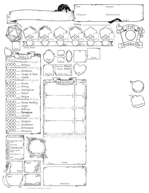 Swashbuckler Class Character Sheet - HeliaSanto's Ko-fi Shop - Ko-fi ️ ...