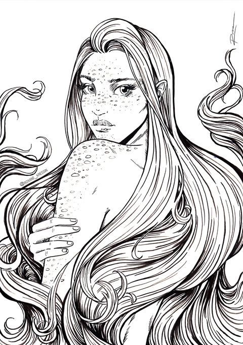 Selkie Colouring Page
