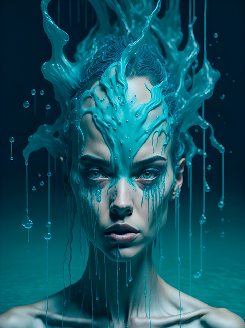 liquid blue woman
