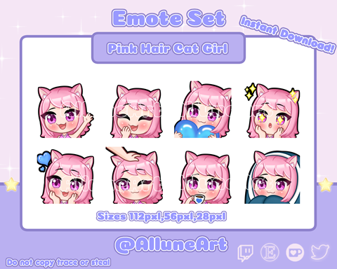 Cute CatGirl - Pink Hair - PngTuber - Chibi - Streamer - Discord ...