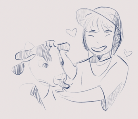 Hoshi with a cow