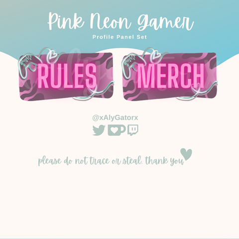 'Pink Neon Gamer' Panel Set
