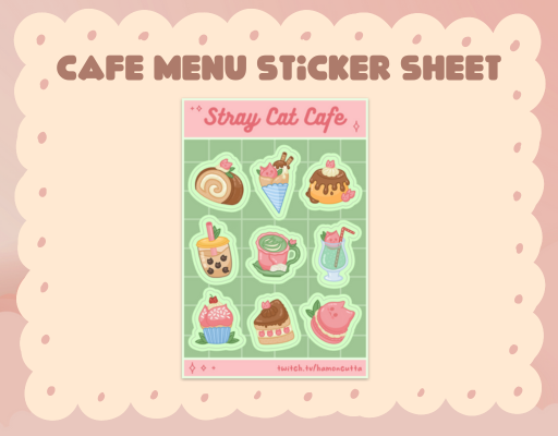 Cat Cafe Menu Sticker Sheet Cat Cafe Menu Sticker Sheet