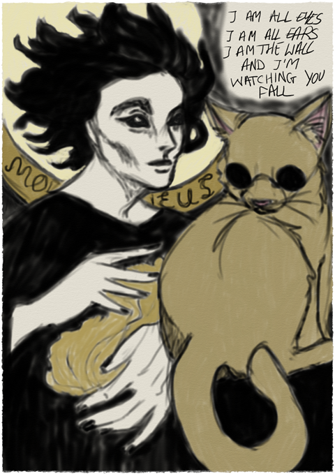 Witch!Morpheus and familiar cat!Corinthian