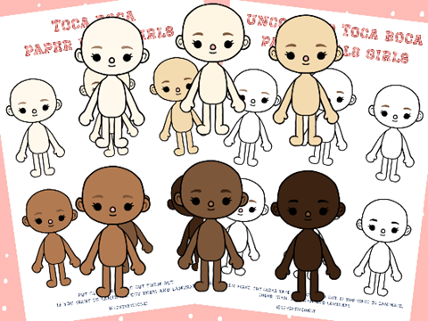 Toca Boca Paper Dolls Emotions / Colored and uncolored / Toca Boca  papercraft / quiet book pages / Printable Paper Doll