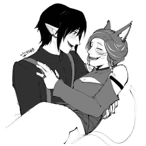silvaire and aery (FFXIV wolship comm)