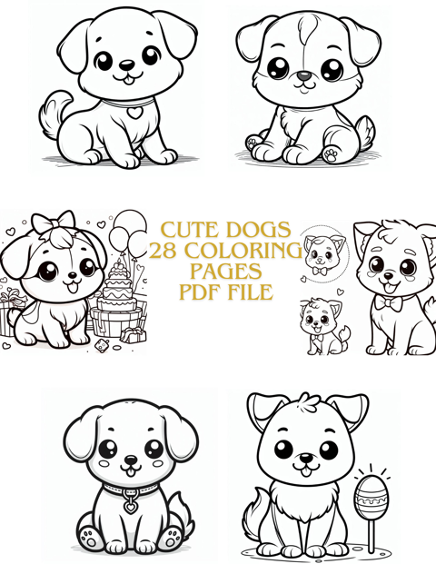 Cute Dogs 28 Pages Coloring Book - Ai Draw's Ko-fi Shop - Ko-fi ️ Where ...