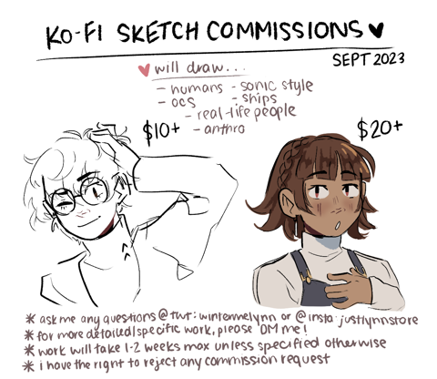 Sketch Commissions Open (sept 2023)