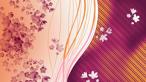 Retro Watercolour Cherry Blossom Pattern