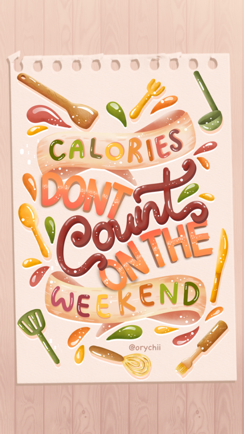 “calories Dont Count On The Weekend” Handlettering Wallpaper Orychii