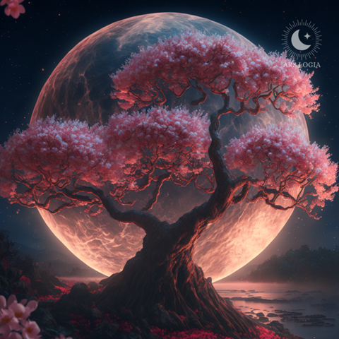 Cherry Blossom and Glowing Full Moon - Ars Logia's Ko-fi Shop - Ko-fi ️ ...