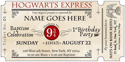 Hogwarts Train Ticket Birthday Party Invitation - Ela's Ko-fi Shop - Ko ...