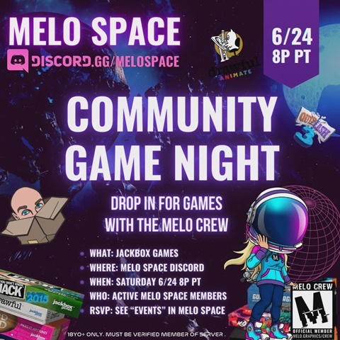#MeloSpace Monthly Game Night This Saturday 6/24 