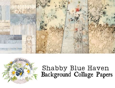 Shabby Blue Haven Background Collage Pages