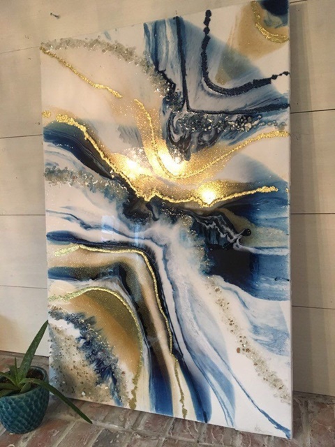 Geode resin wall art