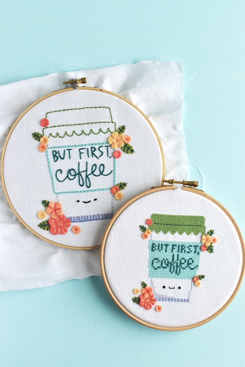 But First, Coffee Embroidery and Cross Stitch