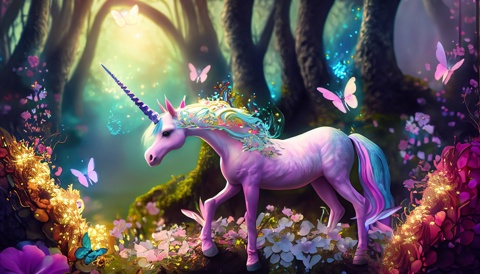 magical unicorns and a enchanted wood