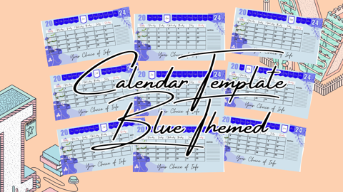 Blue Themed Personalized Calendar Template - VRH Designs's Ko-fi Shop