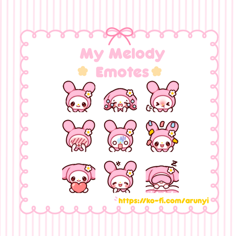 ୨୧ My Melody Emotes ୨୧ - ꒰ა arunyi ໒꒱'s Ko-fi Shop - Ko-fi ️ Where ...