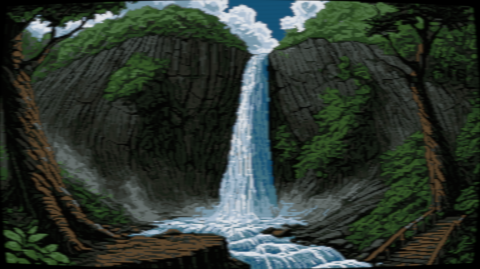 Pixel Art: Enigma in the Rapids
