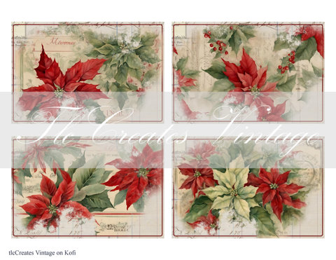 Poinsettia Day Journal Cards, Printable - TlcCreatesVintage Junk ...