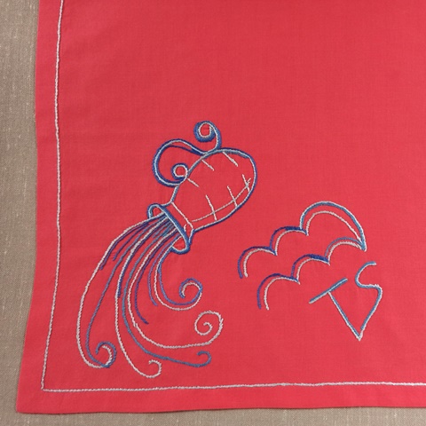 Aquarius embroidered Handkerchief.