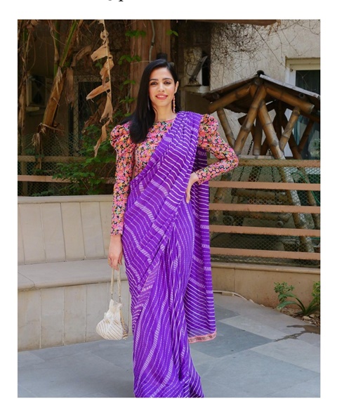 Style inspiration of the say purple saree croptop