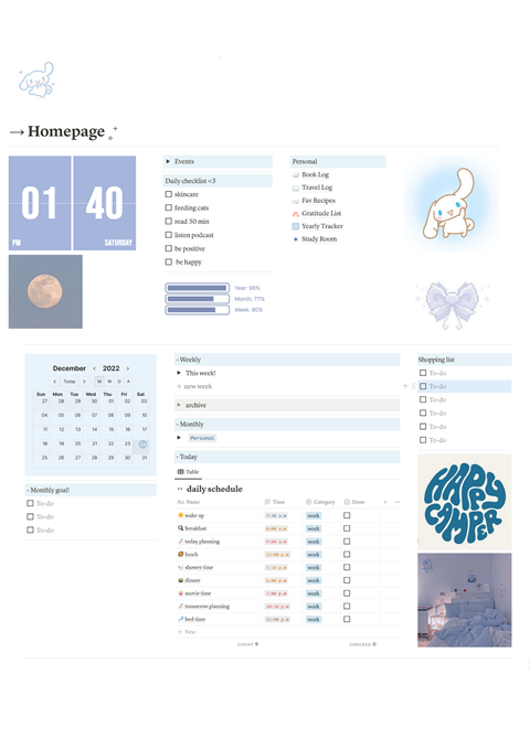 Notion Dashboard Template Blue Themed Andrea 3693