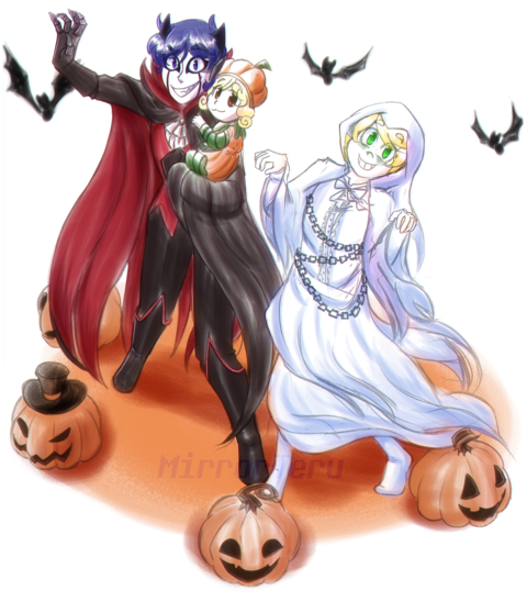 dissonant!kaito, rin, and charlie Halloween 2023