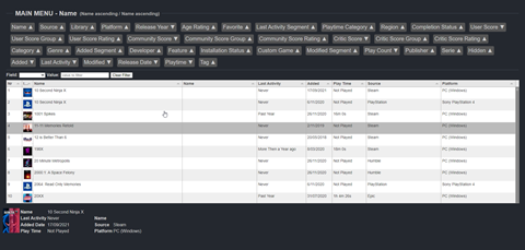 Playnite HTML Exporter - Table Layout
