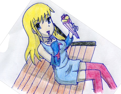 Lisa sitting on a bench
