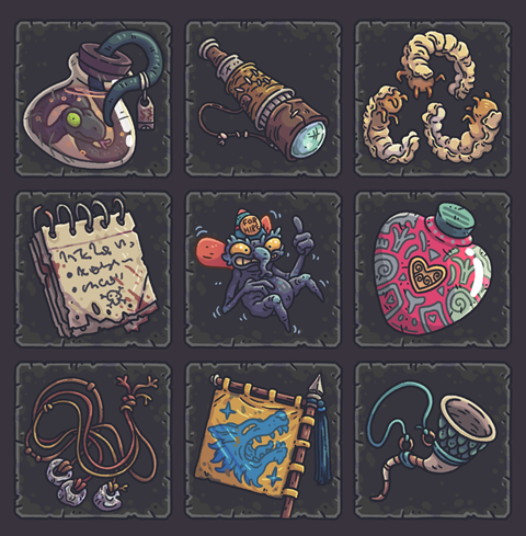 Misc items from Indie game Wicked Lands