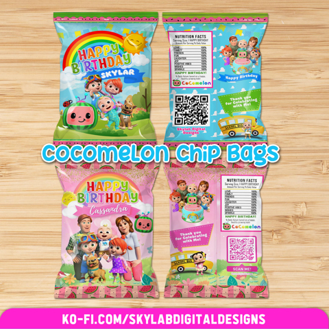 Cocomelon Chip Bags for Boys and Girls - Skylab Digital Designs's Ko-fi ...